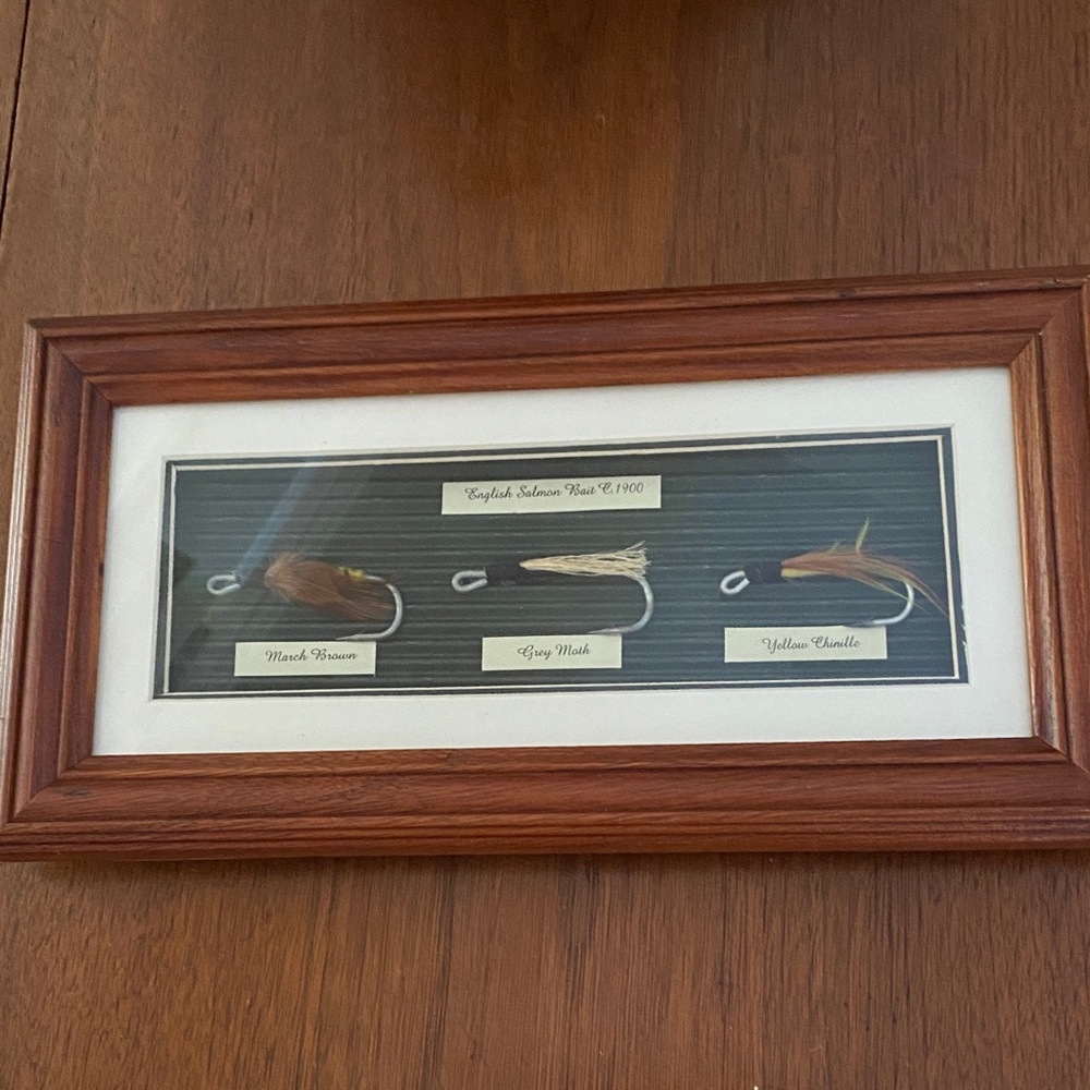 Antique 1900 Fly Fishing Lures Framed in Shadow Box